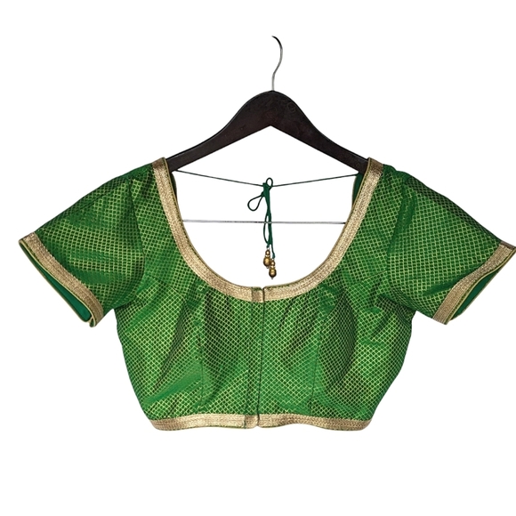 Other - Saree Blouse Gold Green Lehenga Chaniya Choli Indian Tie Back Front Hook Closure